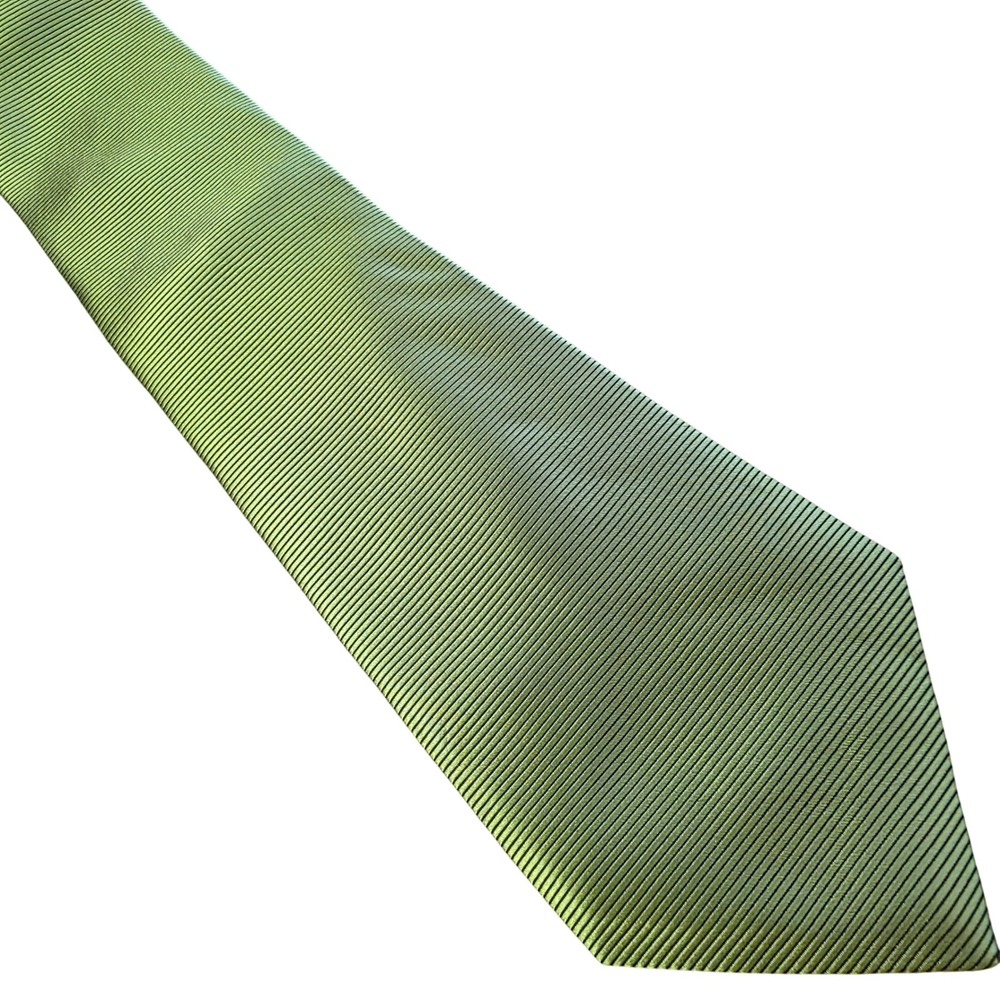 Henry A‎ Davidson Mens Necktie Lime Green Silk Striped Formal Business Tie